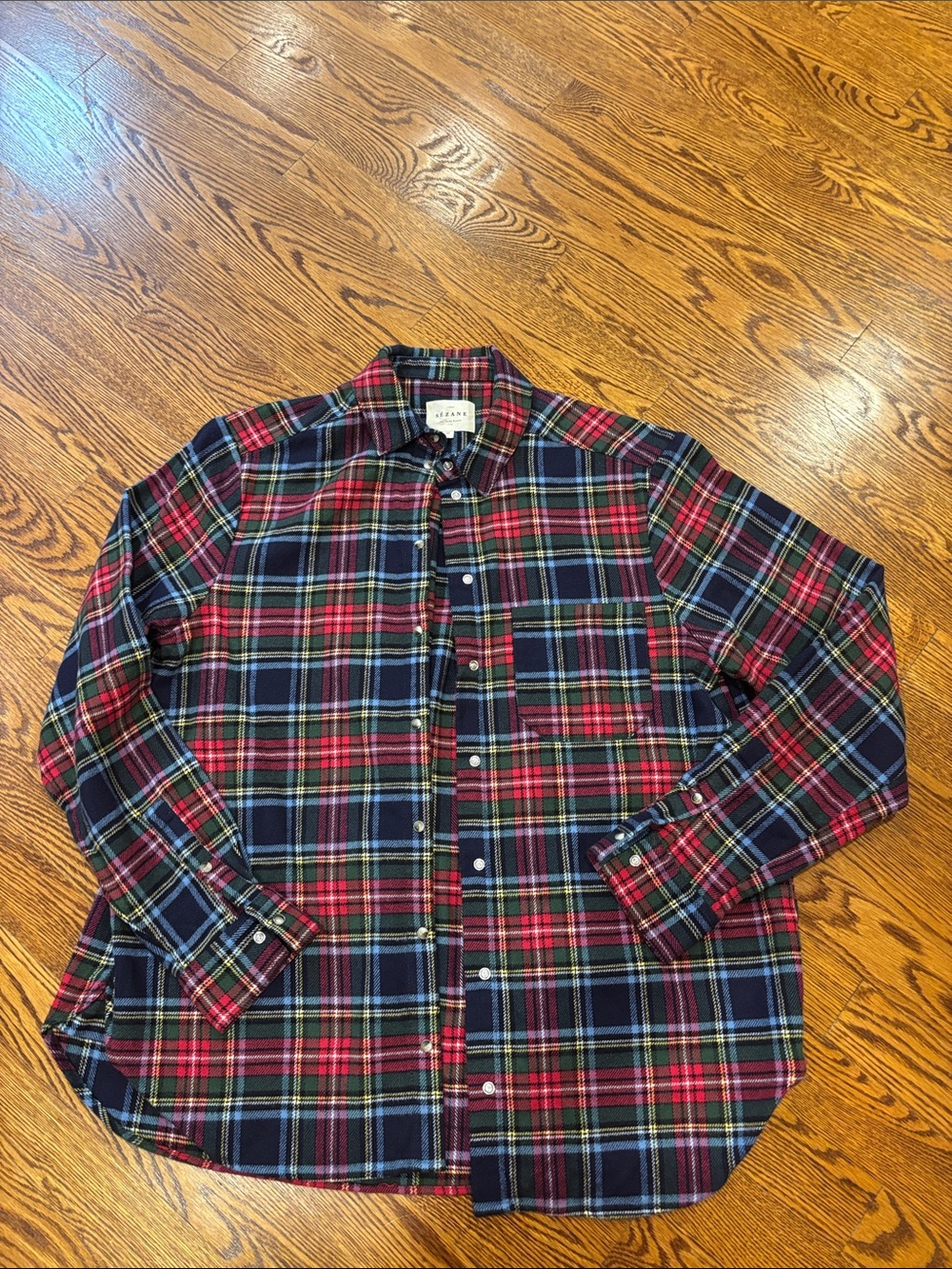 Sezane Red and Navy Plaid Max Shirt - sz 4